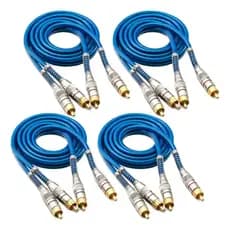 Kit 4 Cabo Rca Blindado 1 Metro Som Auto Tech One Original carro casa automotivo residencial nautico pancadao competicao