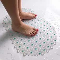 Tapete De Banheiro Box Chuveiro Antiderrapante Com Ventosa 35x65cm Transparente Oval Segurança