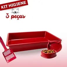 Kit Caixa De Areia Para Gato Com Pá Higiênica Comedouro E Bebedouro Pet