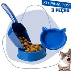Kit Comedor Bebedor Para Gato 150ml + Concha Dosadora Para Ração