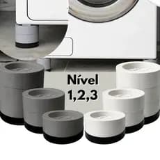 Kit 4 Pés Niveladores Anti Vibração Máquina de Lavar e Geladeira Antiderrapante Redutor de Ruído 3 Níveis
