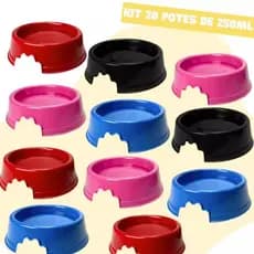 Kit 20 Comedouro Bebedouro Pet 250ml Pote para Ração Água Cachorro Gato Plástico Resistente
