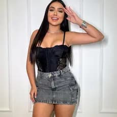 Saia Cargo Jeans Feminina Juvenil Infantil Com Bolso Latera e Lycra Criança Menina