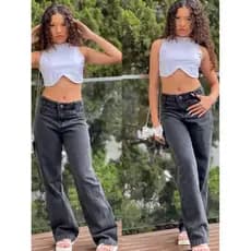 Calça Wid Leg Infantil Juvenil Jeans feminina Grafite Super tendencia Larga Boca de sino sem lycra