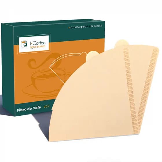 Kit 100 Filtros de Papel Natural Tamanho V01/V02 Tipo V60 Passador de Café