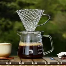 Kit de Preparo de Café V60 - Jarra de Vidro Borossilicato com Suporte de Filtro de Vidro