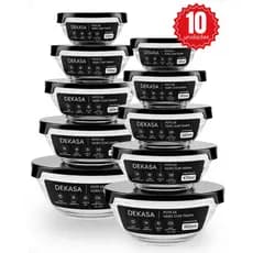 Conjunto 5/10 Potes Redondos Herméticos De Vidro Jogo Completo Organizador De Alimentos