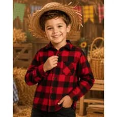 Camisa Xadrez Masculina Infantil Tecido Flanela Macia Festa Junina Arraial