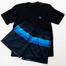 Kit Camiseta e Short Masculino Tactel Com Listras Casual Dia A Dia Laeve