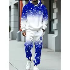 Conjunto de Moletom Masculino Streetwear Adulto Calça Blusa Capuz  Bolsos Casual Estiloso Descolado Envio Rapido