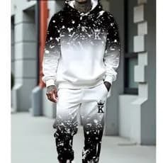 Conjunto de Moletom Masculino Streetwear Quente Calça e Blusa Capuz Bolsos Casual Estiloso Descolado Entrega Rapida