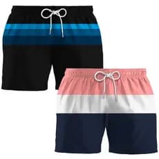 Kit 2 Bermuda Shorts Masculino Tactel Mauricinho Praia Homens Barato Esporte Secam Rápido P ao XG