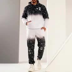 Conjunto Moletom Masculino  Streetwear Grosso Blusa Canguru Calça Capuz Bolso Abrigo Inverno Casual