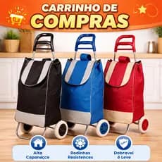 Carrinho De Compras Sortido Com Rodas Multiuso Feira Supermercado Reforçado Dobrável Sacola Bolsa Térmica Suporta 30kg