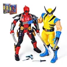 Kit Bonecos Articulados Colecionáveis - Deadpool e Wolverine Com Acessórios