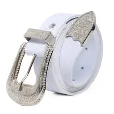 Cinto Com Strass Glitter Fino Básico Tendência Country Cowboy Rodeio Feminino Fivela Metal