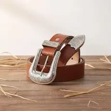 Cinto Criança Menina Fivela Detalhada Cowboy Estilo Vintage 80cm Ajustável