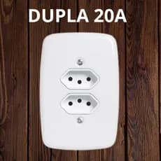 Tomada Dupla 20A Branco 3 Furos Pluzie -PR