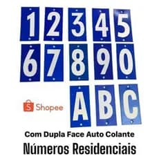 Números e letras azul para casa, residência, fachada, porta, numero, endereço Com Dupla Face Auto Colante