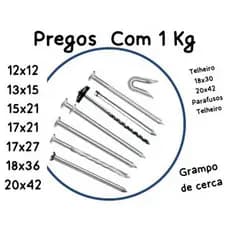 PREGO 17X27 E 12X12 13X15 15X21 17X21 18X36 Grampo,telheiro,parafuso telheiro