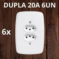 Tomada Dupla 20A Branco 3 Furos Pluzie Kit 6 UNIDADES -PR