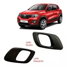 Par 2 Maçaneta Gatilho Puxador Interno Renault Kwid GI Haste Curva Lado Esquerdo e Direito Cor Preta