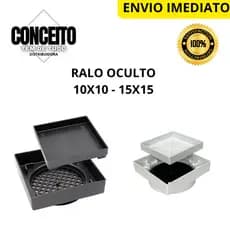 Ralo Oculto Invisível Inteligente Porcelanato 13x13 15x15 Com Encaixe Universal Branco Preto