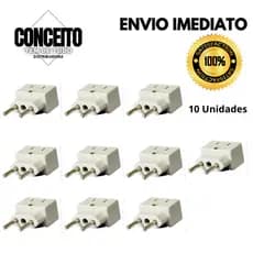 KIT 10 unidades Adaptador de Tomada Benjamin 10A/20A Pino Bob Esponja