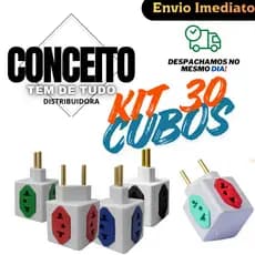 Kit Até 30 Adaptador Tomadas Benjamin Cubo T 4 entradas Energia Casa Cozinha Coloridos