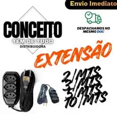 Extensão Elétrica 02/03/05/10 Metros Resistente Bivolt 10A Tripolar (03 Pinos)