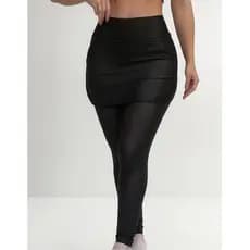 Leg Legging Fitness  Com Saia Feminina Longa