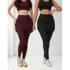 Calça Legging Leg Kit Fitness Feminina Saia 2 Unid.
