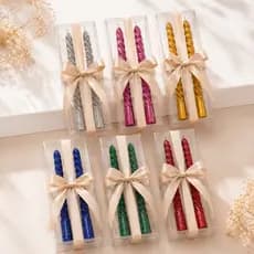 Kit 2 Velas Retorcida Castiçal Natal Decoração e Casamento festas jantar jantares