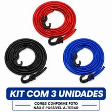Corda elastica bagageiro kit 3 unidades moto fixar malas prender cargas delivery amarrar mochila