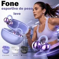 Fone de Ouvido Clip-on Bluetooth 5.3 24h de Bateria IPX4  Som Direcional Esportivo Para Academia