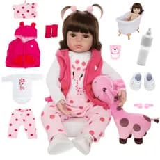 Boneca Bebê Reborn Girafinha Luxo Nova Realista Pode Dar Banho Envio Imediato