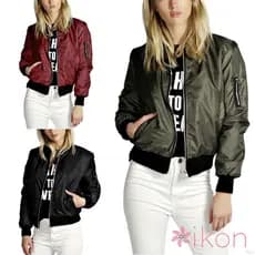 Jaqueta da moda feminina Zip Up Bomber Acolchoado Outwear