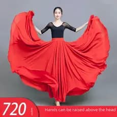Geração de saias grandes de 720 graus, saias grandes de chiffon de camada dupla, saias grandes, exercícios de dança