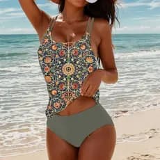 Novo tamanho grande maiô Multi-impresso tankini tankini Split maiô feminino nada
