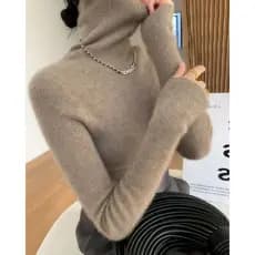 Macio ceroso gola alta de malha camisa de fundo feminino outono inverno 2026 novo estilo gola pilha camisola interior fi