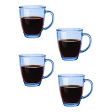 Conjunto Caneca 4 Peças Vidro Cha Colorida 380 Ml