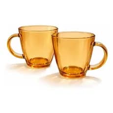 Conjunto De Xicara Caneca De Cha 380 Ml 2 Peças Vidro rosa azul fume verde