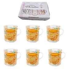 Kit 6 Xicaras Canecas Vidro Cafe 250 Ml Caixa De Presente