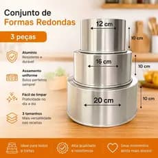 kit Jogo Forma Assadeira Bolo Redonda