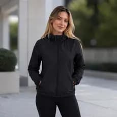 Jaqueta Corta Vento Feminina Com Capuz e Zíper Casaco Leve Esportiva Academia Corrida Outono Inverno