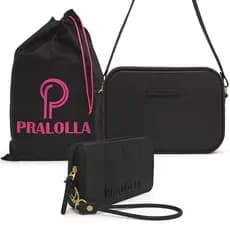 Bolsa e Carteira Pralolla Feminina Transversal Emborrachada Tiracolo