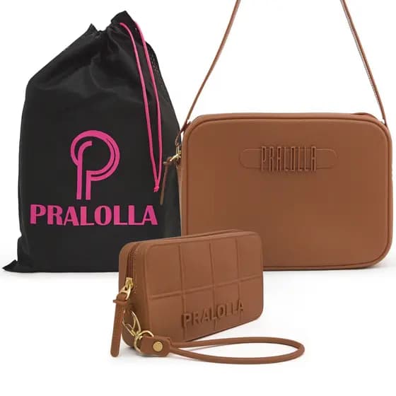 Kit Bolsa Pralolla e Carteira Feminina Emborrachada Promoção Transversal