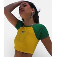 Blusinha Cropped Brasil Feminino Top Curto Copa do Mundo