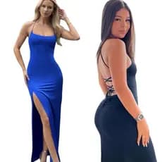 Vestido Longo SUPLEX Empina Bumbum com Fenda e Costa Nua alça transado costa