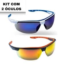 KIT 2 Óculos De Proteção Steelflex Neon Vermelho e Azul CA 40906 EPI Espelhado Esportivo